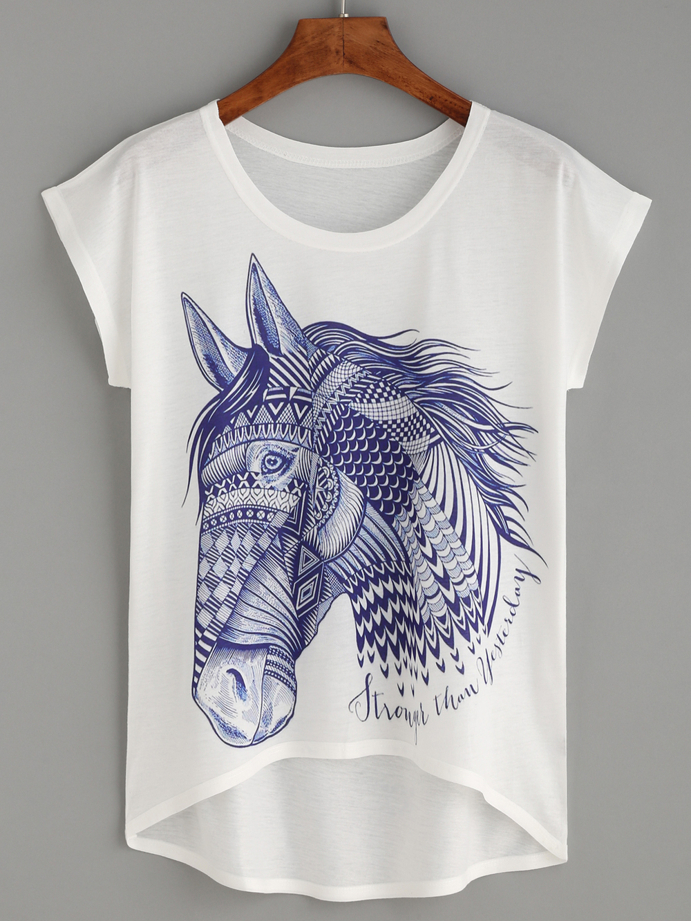  White Horse Print High Low Tee. Shein. Was: $12 Now: $7. 