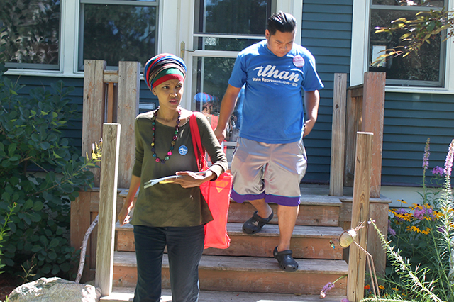  Knocking on doors during the primary. 