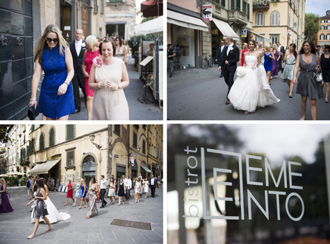The wedding party walk through Lucca, Italy - photos by Pearl Pictures