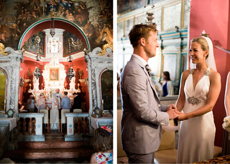 Wedding ceremony at Our Lady of the Reef, Montenegro, photography by Pearl Pictures