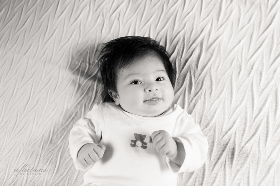 Black and white baby photo