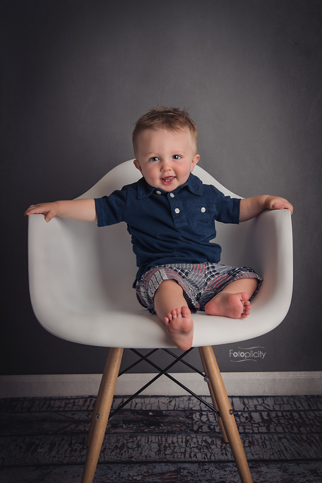 Toddler Boy Portrait in Eiffel, Eames Chair
