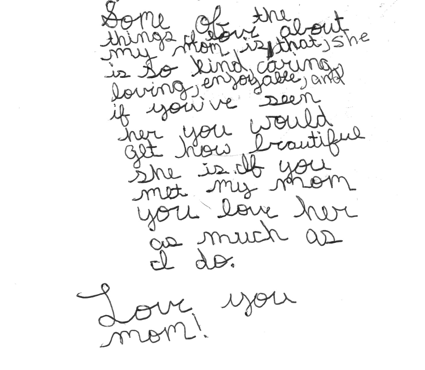 Letter to Mom from boy