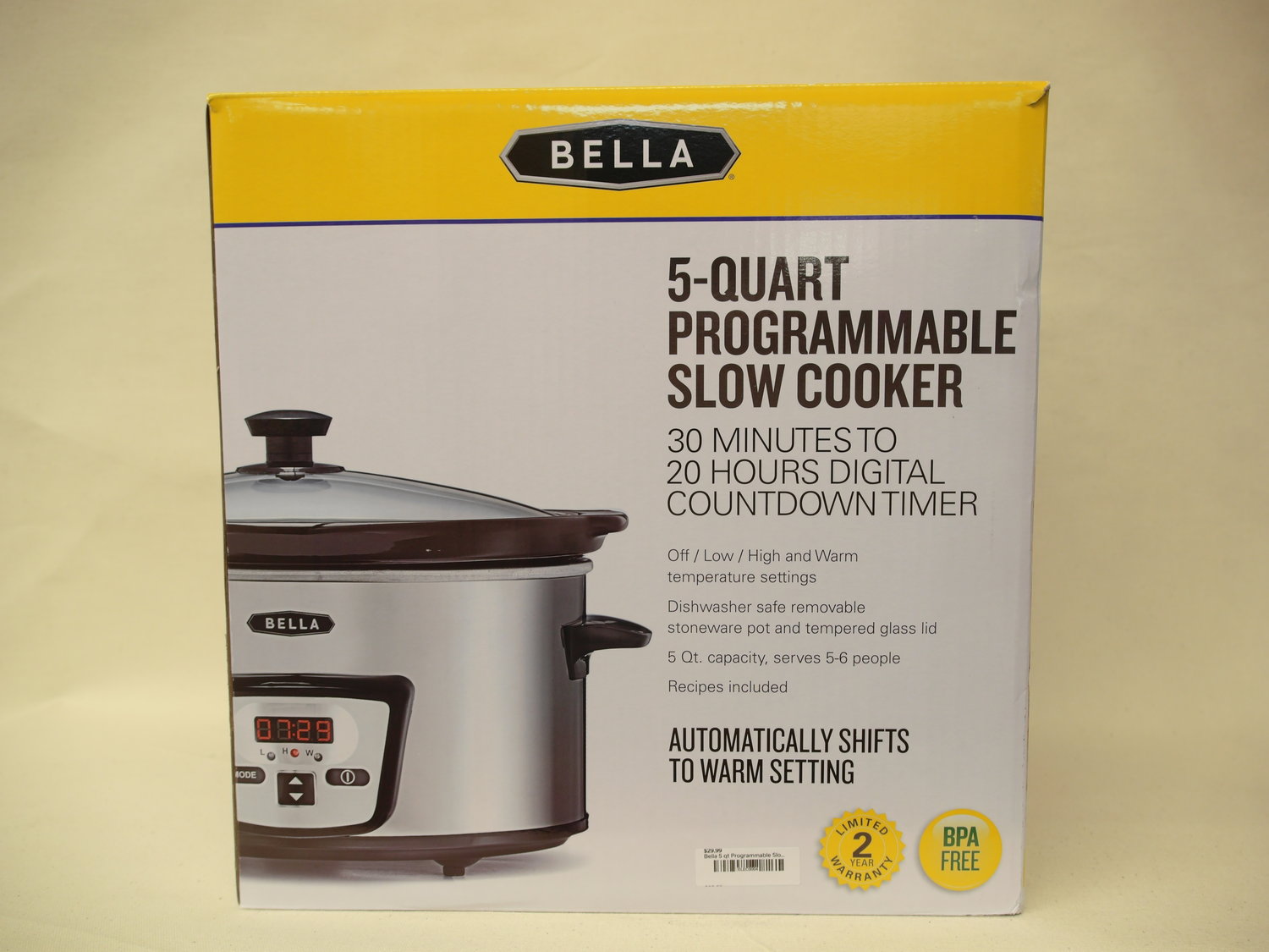 Bella 5 Quart Programmable Slow Cooker — Maui Condo Supplies
