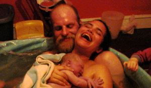 Ecstatic mama after her first waterbirth!