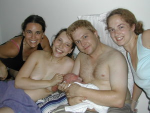 Happy family with their midwives-welcome Griffin!