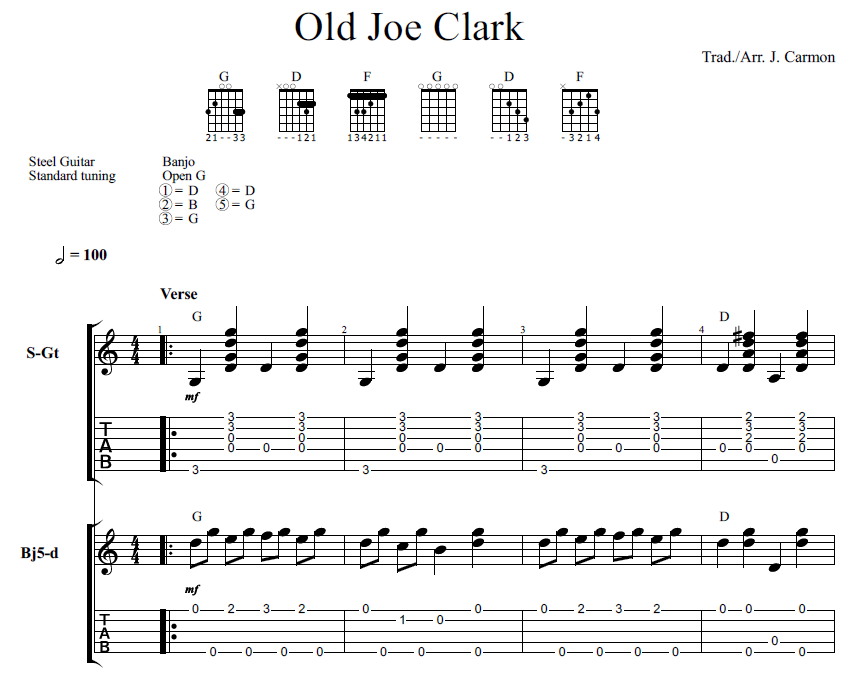 Old Joe Clark (banjo tab) — Joey Carmon