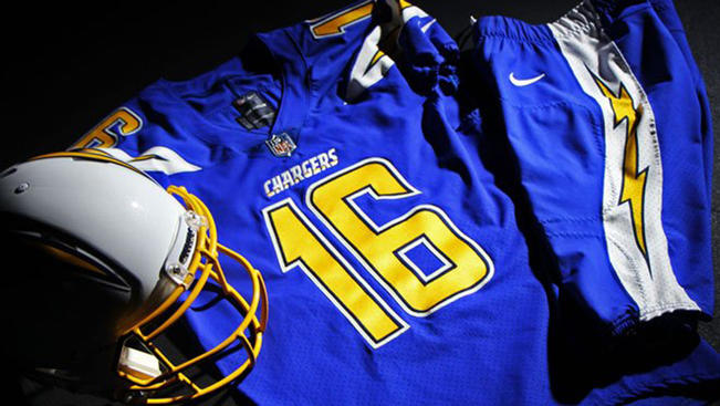 chargers jersey colors