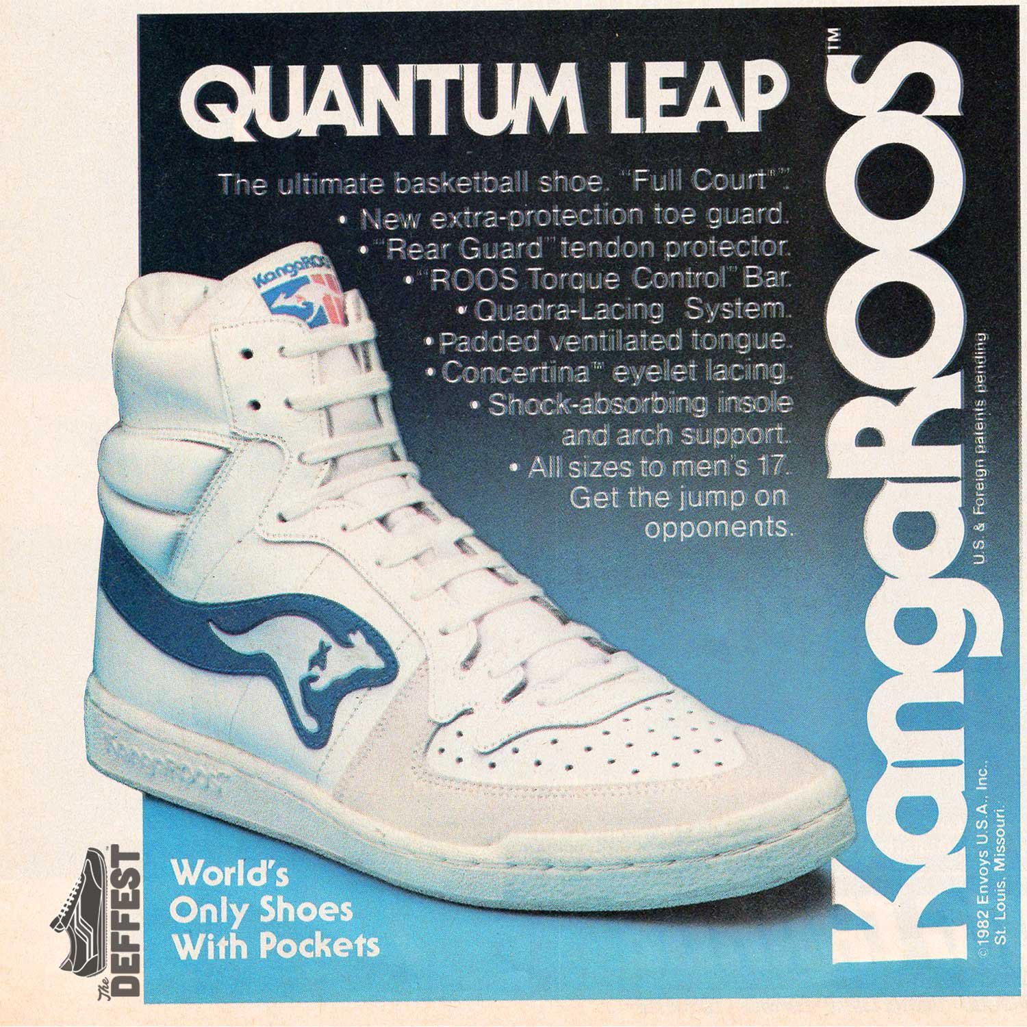 The Deffest®. A vintage and retro sneaker — Hoop Stars: Kangaroos 1982 Quantum Leap Basketball Shoes Vintage High Top Sneakers
