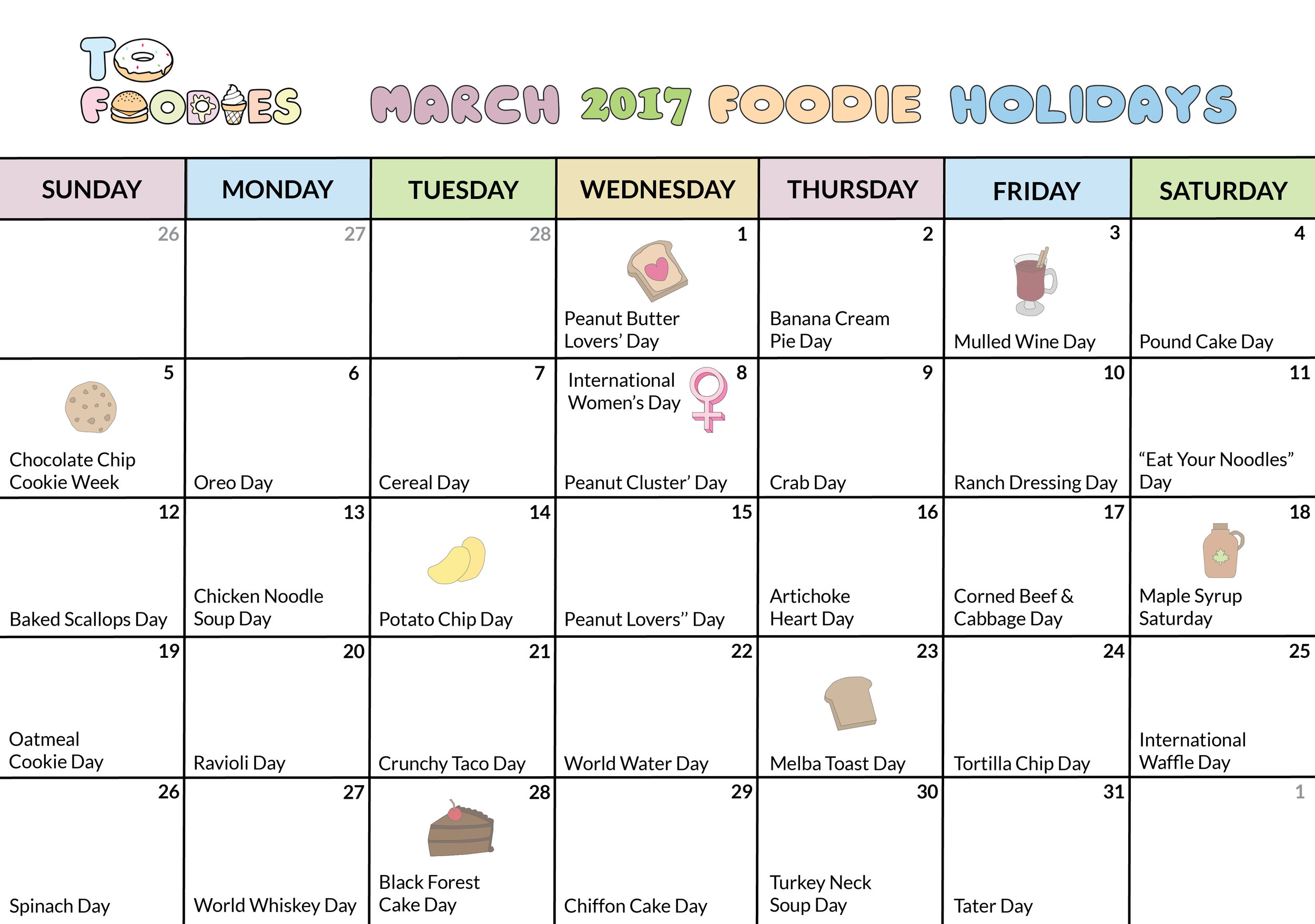 ToFoodies March 2017 Calendar