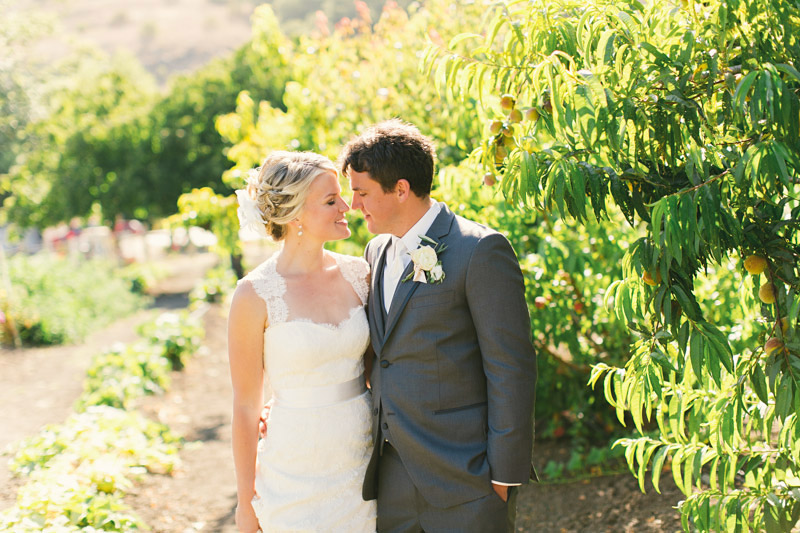 Cayucos creek barn, couple in fruit orchard