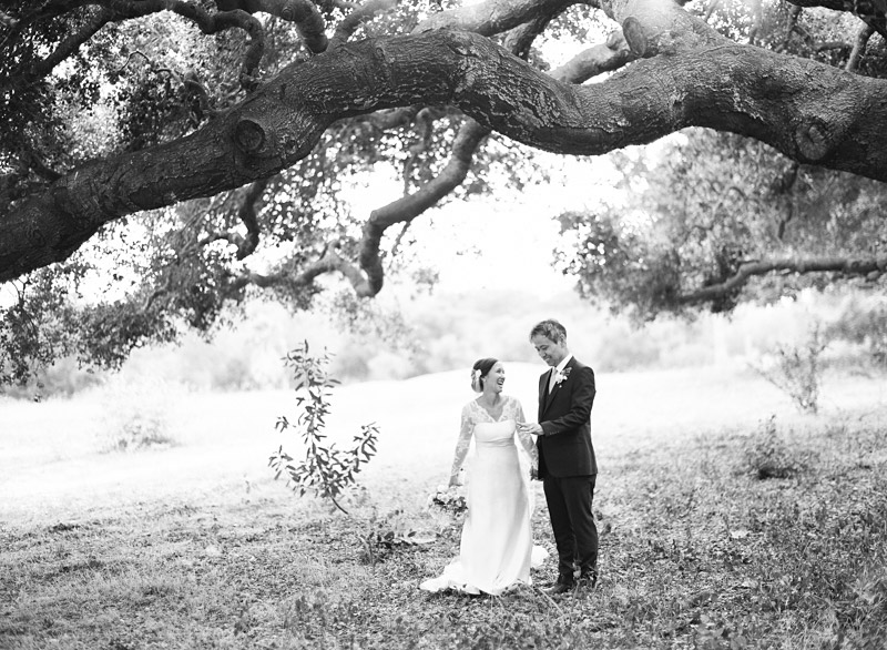 The Stow House Wedding Bride and Groom under an oak tree (2 of 2)