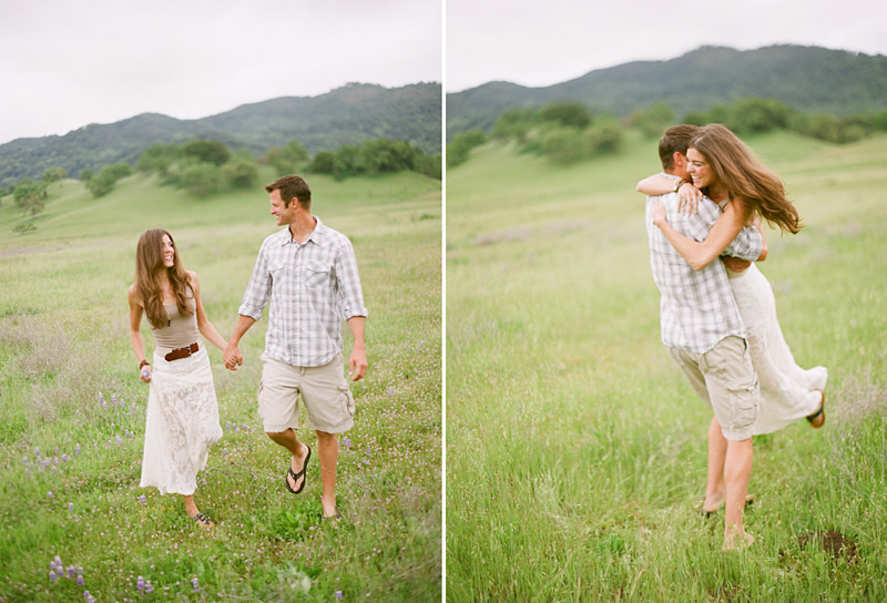 Santa Margarita Ranch, engagement photos of couple sitting walking and twirling in a field