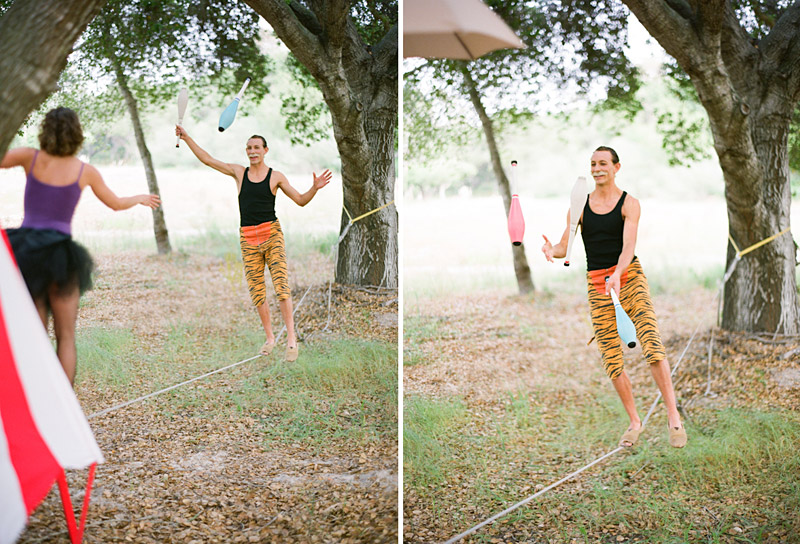 Loriana Ranch, San Luis Obispo Vintage Circus Freak Show Blue Bird inspiration shoot of tightrope walking juggling couple (3 of 4)