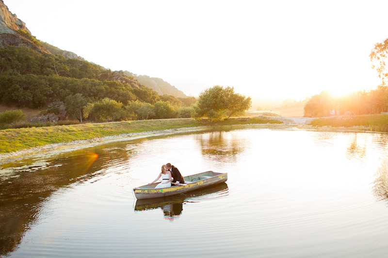 san luis obispo wedding at holland ranch, bride and groom portrait on the lake