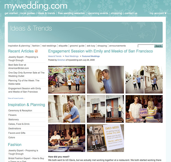  mywedding.com; featured engagement. photographs of Emily + Meeko taken by Cameron Ingalls 