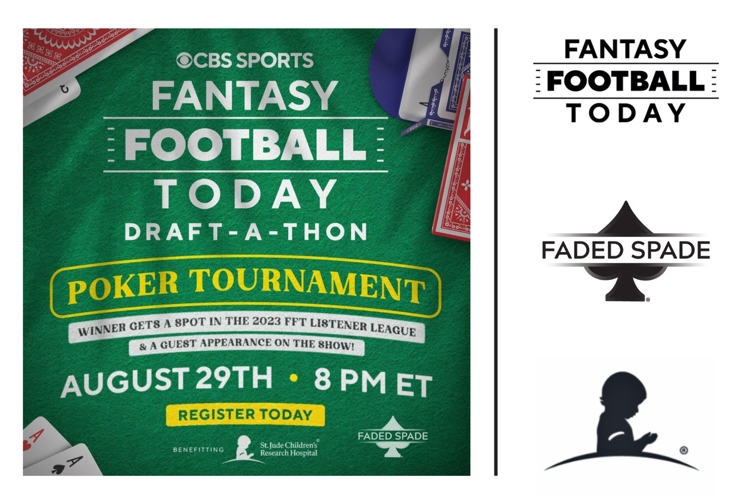 CBS Fantasy Football Today and Faded Spade Collaborate on Poker Live Stream  Show and Virtual Fundraising Tournament — Faded Spade, 100% Plastic Poker  and Casino Paper Playing Cards