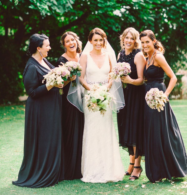 bridesmaid in black dresses