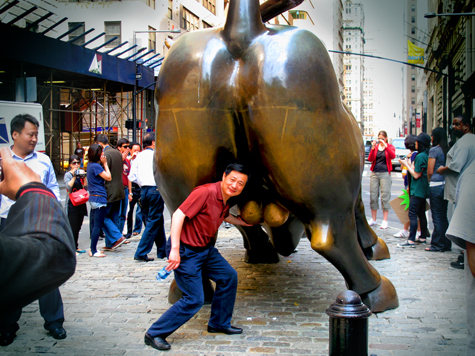Bull (and tourists) on Wall Street