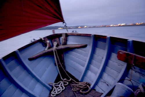 An Sgoth at dusk in Stornoway harbour