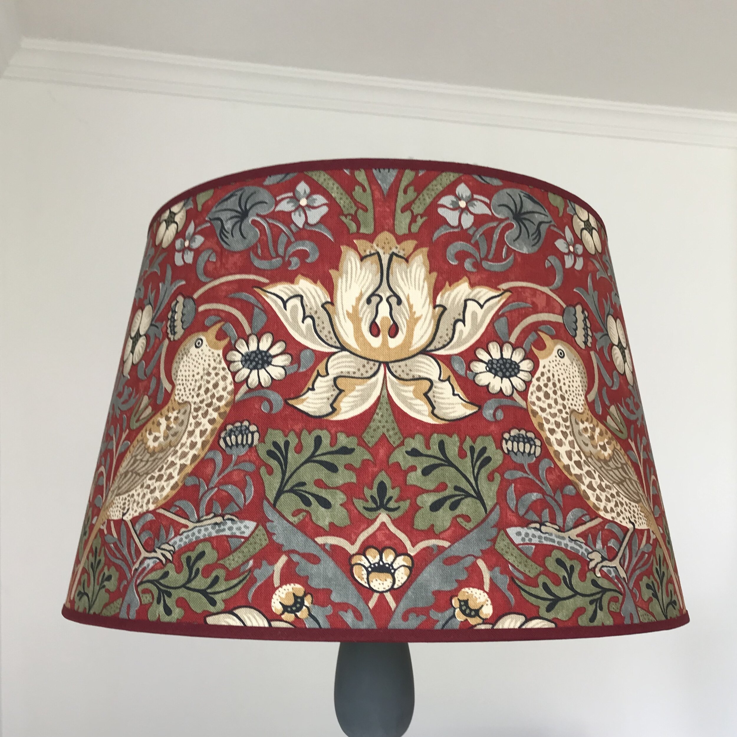 William Morris Red Strawberry Thief Fabric lampshade Ceiling Pendant Table Lamp