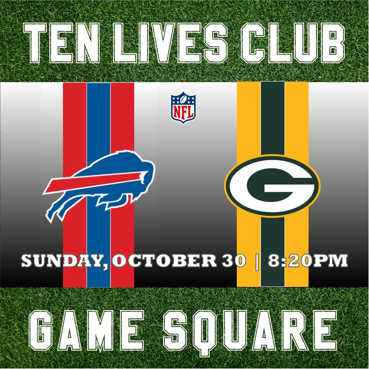 Ten Lives Club Bills vs. Steelers 10-9-22 Game Square — Ten Lives Club