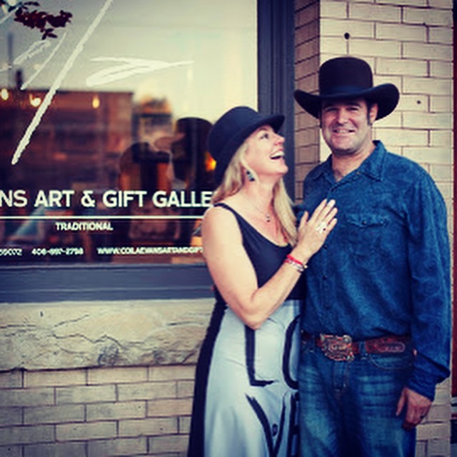 My HUSBAND and I outside an opening some of my work at Coila Evans Gallery last month...