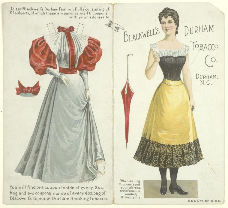 "Blackwell's Durham Fashion Doll [paper doll with dress]" Courtesy of The New York Public Library Digital Collections. 