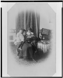 "Marian Hubbard 'Daisy' Bell and Elsie May Bell with governess," 1885, Photo courtesy of the Library of Congress