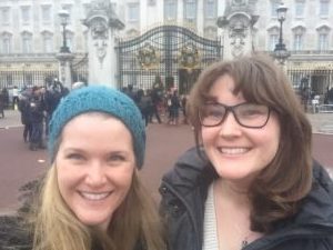 My sister and I goofing off outside Buckingham Palace