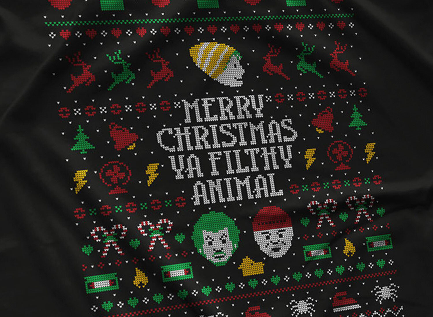 Merry Christmas Ya Filthy Animal Ugly Sweater T-Shirt inspired by Home  Alone - Regular T-Shirt — MoviTees