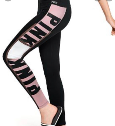 Victoria's Secret Pink Ultimate High-Waist Legging Black White Logo NWT