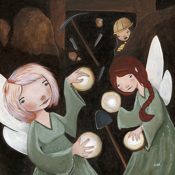 Lisa Kurt painting of Cornish fairies