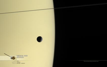 Wallpaper: Tethys and Saturn