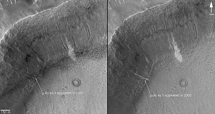 Gullies Before and After on Mars
