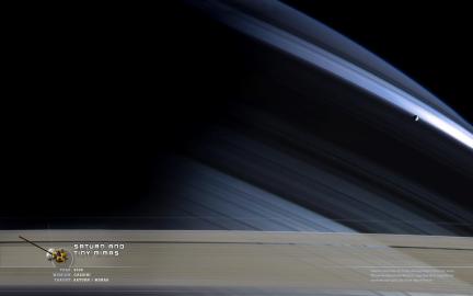Wallpaper: Saturn and Mimas