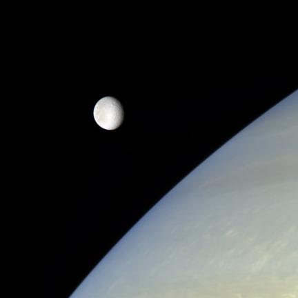 Rhea Floats Above Saturn