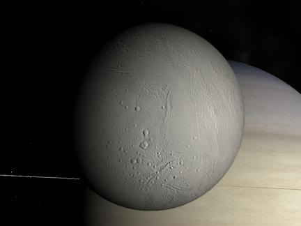Enceladus flyby in Celestia
