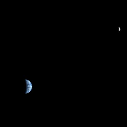 Earth and Moon from MRO in Mars Orbit