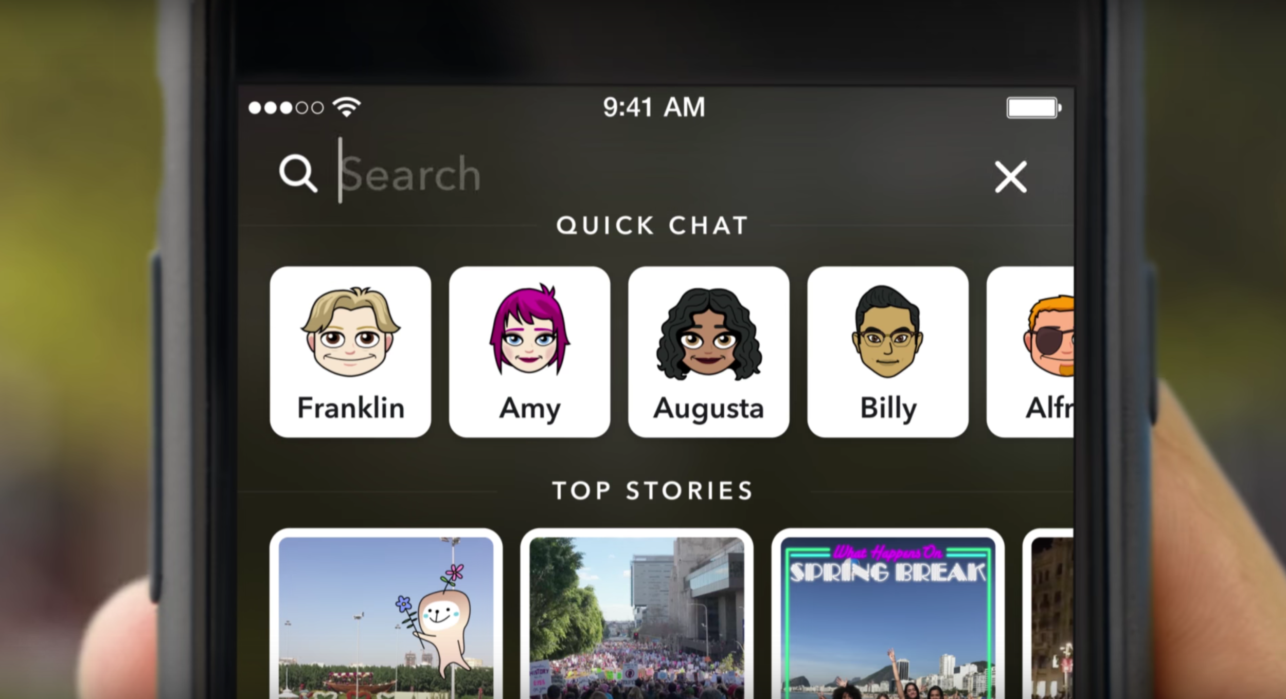 Snapchat Stories search