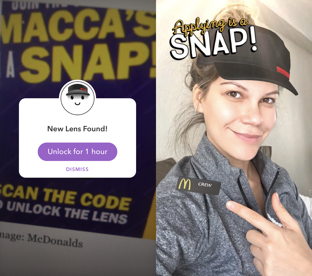 McDonalds job applications snapchat