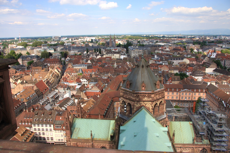 View of Strasbourg, France from the top of the cathedral