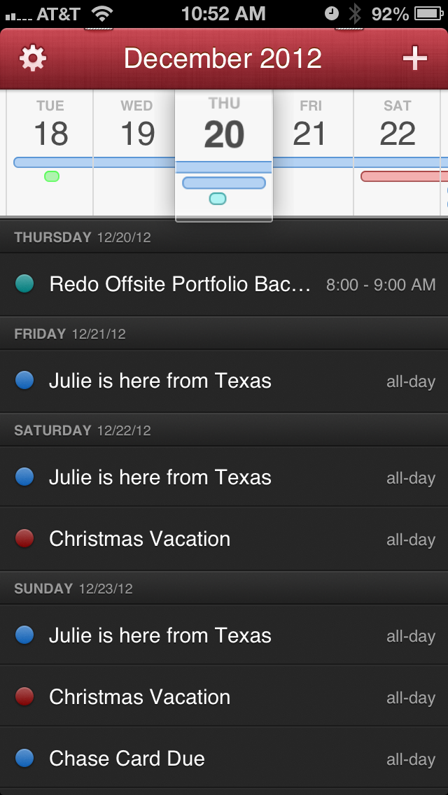 iPhone Calendar App 