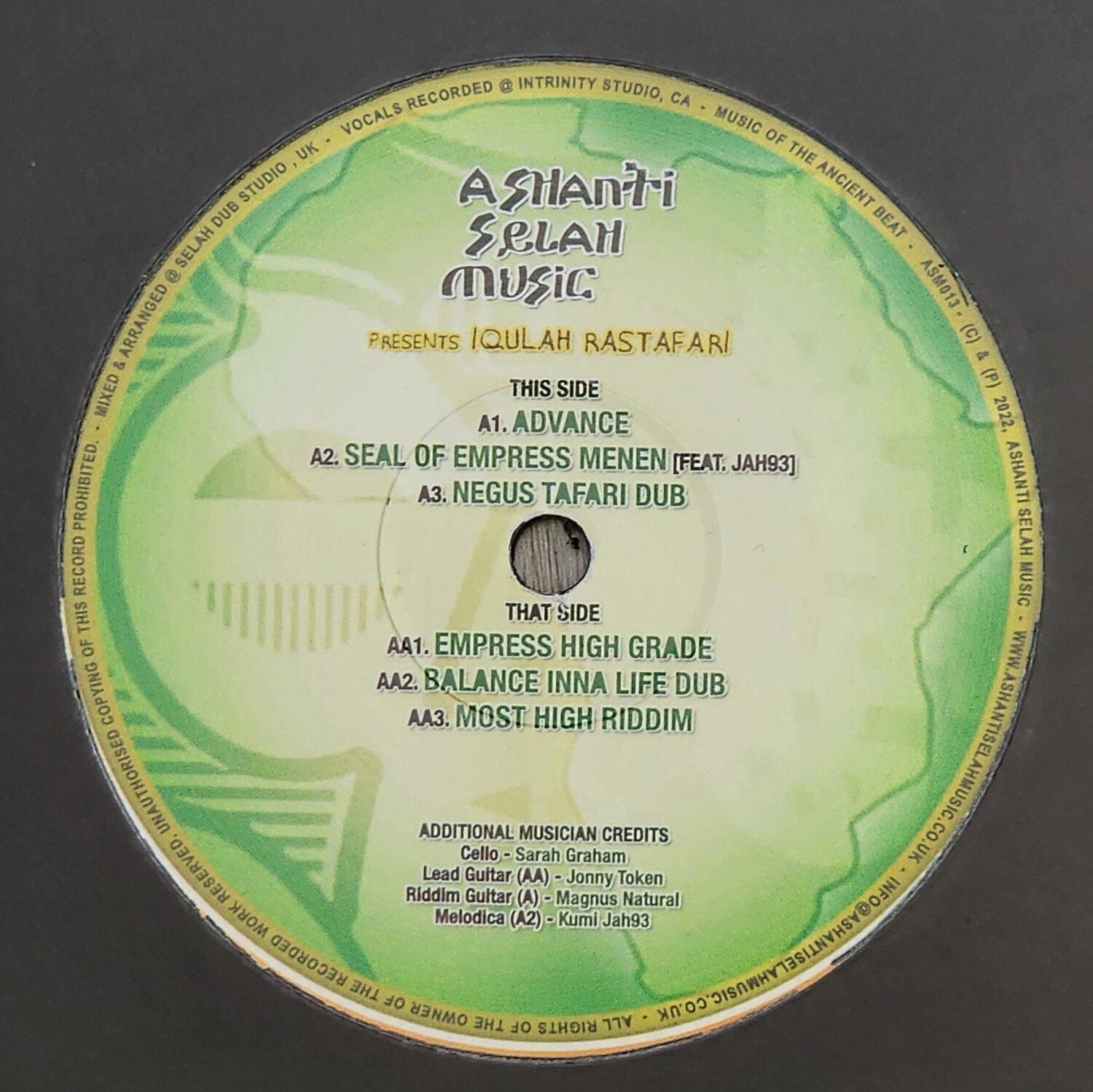 ASM-013 Iqulah Rastafari / Ashanti Selah - Advance + Empress High Grade -  12'' — I-ROOTS RECORDS