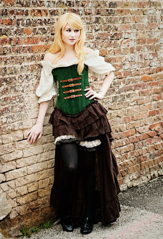 Green and Brown Steampunk Corset Costume — Silver Leaf Costumes