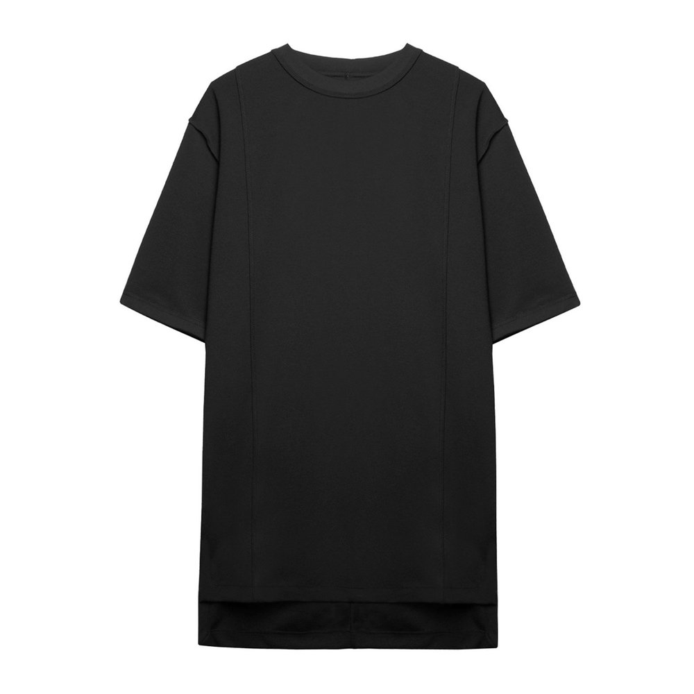 [ER-TS-022] “Drop tail Side Slit Short Sleeve T-shirt” (Black) — errornyc