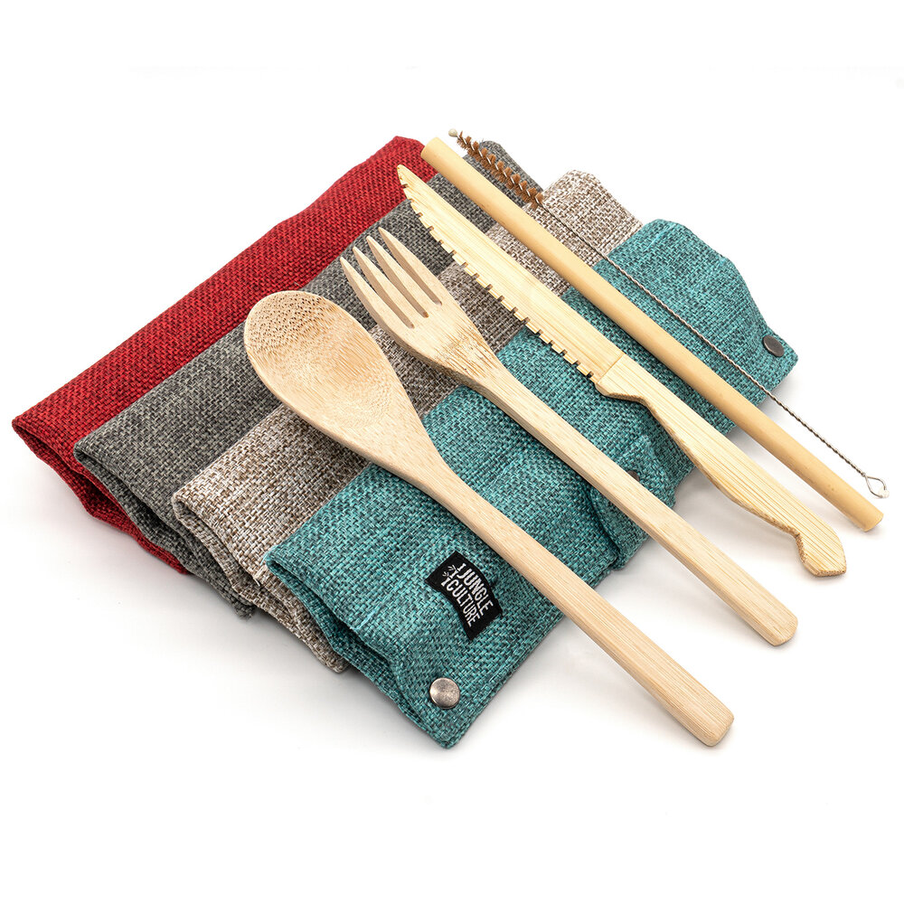 Chopsticks Outdoor Portable Utensils with Case Brush Fork Knife Minimew Bamboo Cutlery Set Reusable Portable Bamboo Cutlery Travel Eco-Friendly Fork Spoon Set for Kids & Adults Bamboo Spoon 