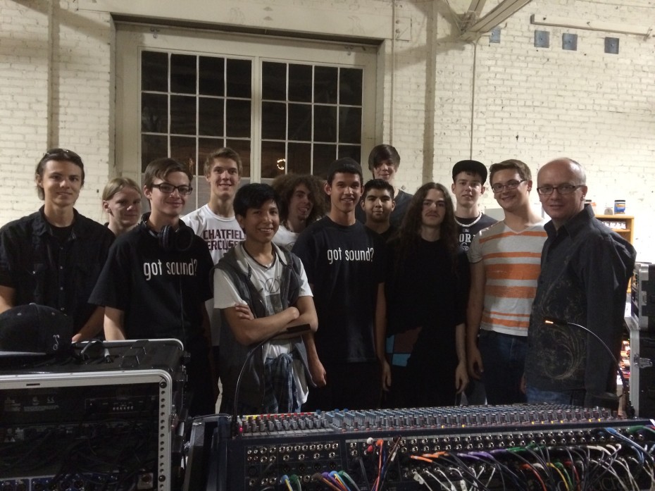 Ron Gordon (far right) with his Sound Engineering students from Warren Tech High School. Photo by  Amber Blais, 2014