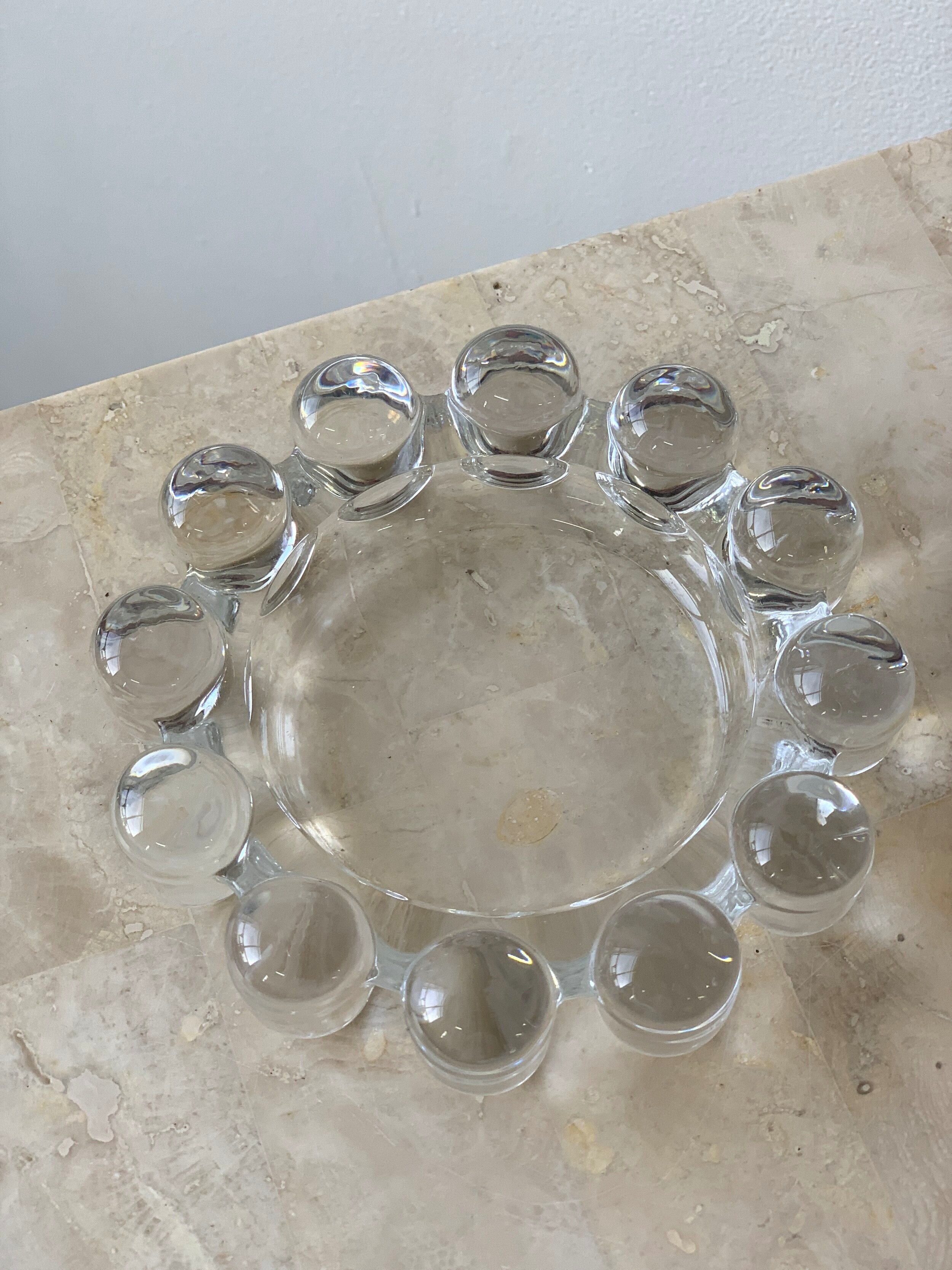 Vintage Set of 2 Clear Glass Hobnail Boopie Ashtrays Small Glass Ashtrays