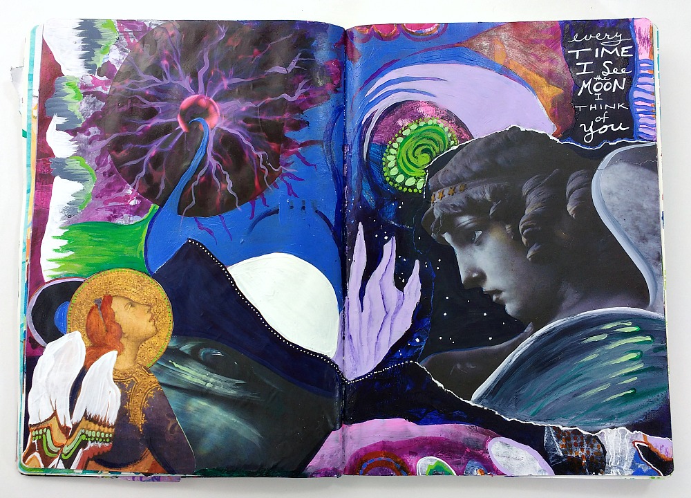 mixed-media art journal collage from In The Stars with Hali Karla Arts